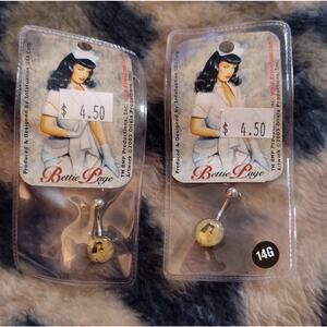 Bettie Page Belly Button Ring 14G Pin-Up Navel Piercing New